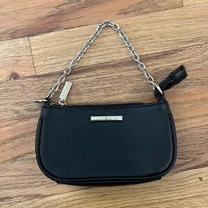 Anne Klein Black pebbled leather y2k wristlet pouch bag